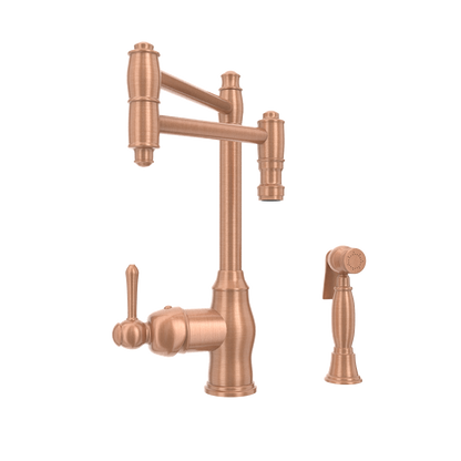 One-Handle Copper Pot Filler Kitchen Faucet with Side Sprayer
