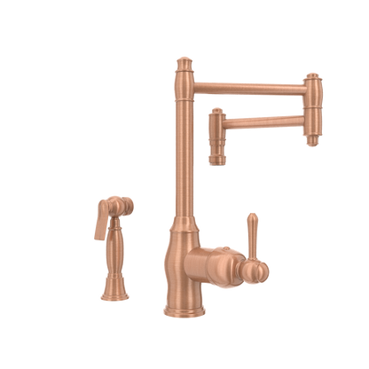 One-Handle Copper Pot Filler Kitchen Faucet with Side Sprayer