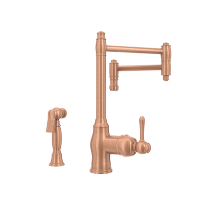 One-Handle Copper Pot Filler Kitchen Faucet with Side Sprayer
