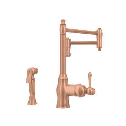 One-Handle Copper Pot Filler Kitchen Faucet with Side Sprayer