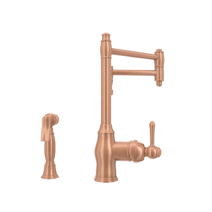 One-Handle Copper Pot Filler Kitchen Faucet with Side Sprayer