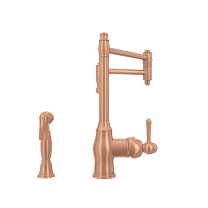 One-Handle Copper Pot Filler Kitchen Faucet with Side Sprayer