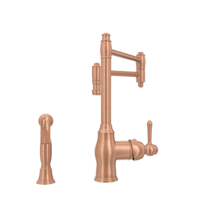 One-Handle Copper Pot Filler Kitchen Faucet with Side Sprayer