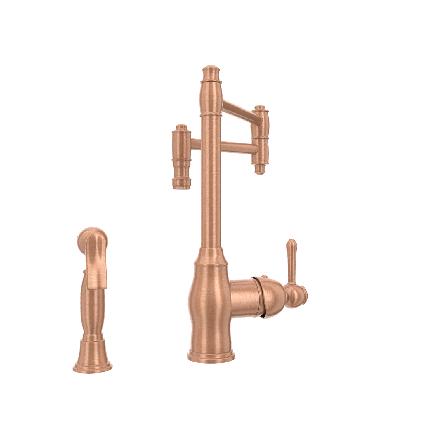 One-Handle Copper Pot Filler Kitchen Faucet with Side Sprayer