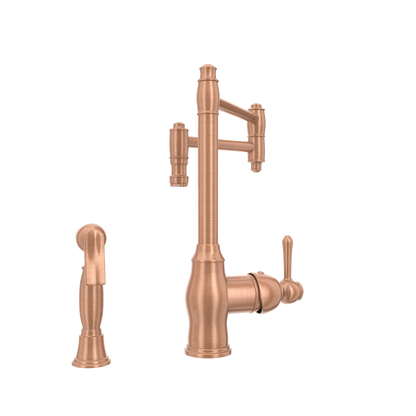 One-Handle Copper Pot Filler Kitchen Faucet with Side Sprayer
