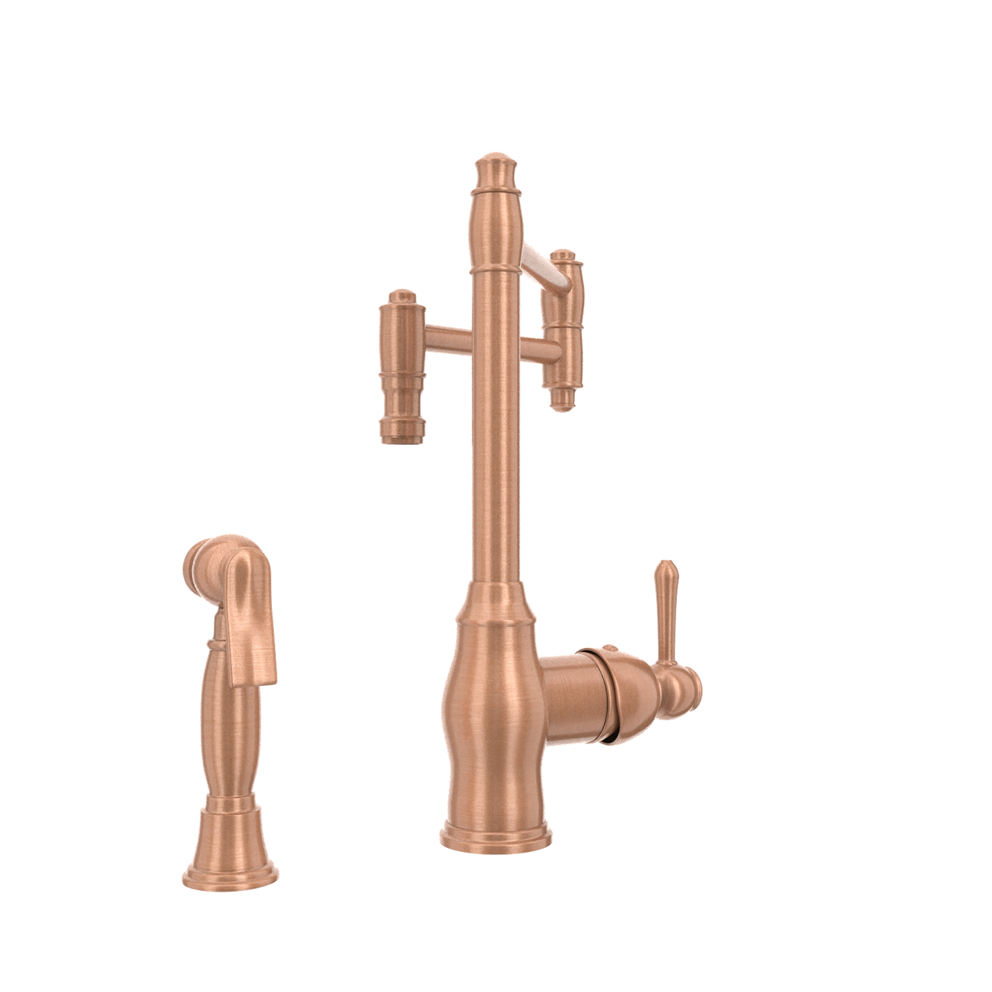One-Handle Copper Pot Filler Kitchen Faucet with Side Sprayer