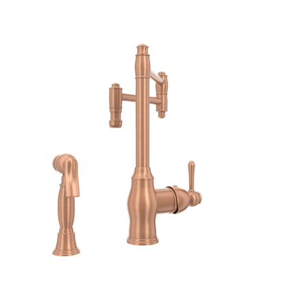 One-Handle Copper Pot Filler Kitchen Faucet with Side Sprayer