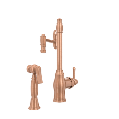 One-Handle Copper Pot Filler Kitchen Faucet with Side Sprayer