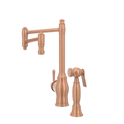 One-Handle Copper Pot Filler Kitchen Faucet with Side Sprayer