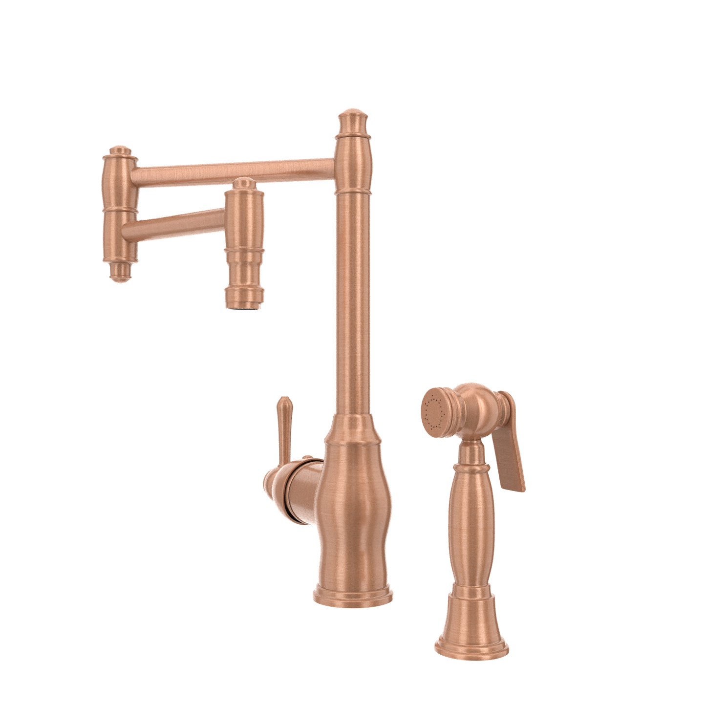 One-Handle Copper Pot Filler Kitchen Faucet with Side Sprayer