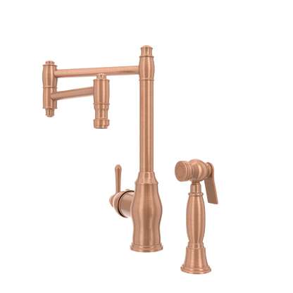 One-Handle Copper Pot Filler Kitchen Faucet with Side Sprayer