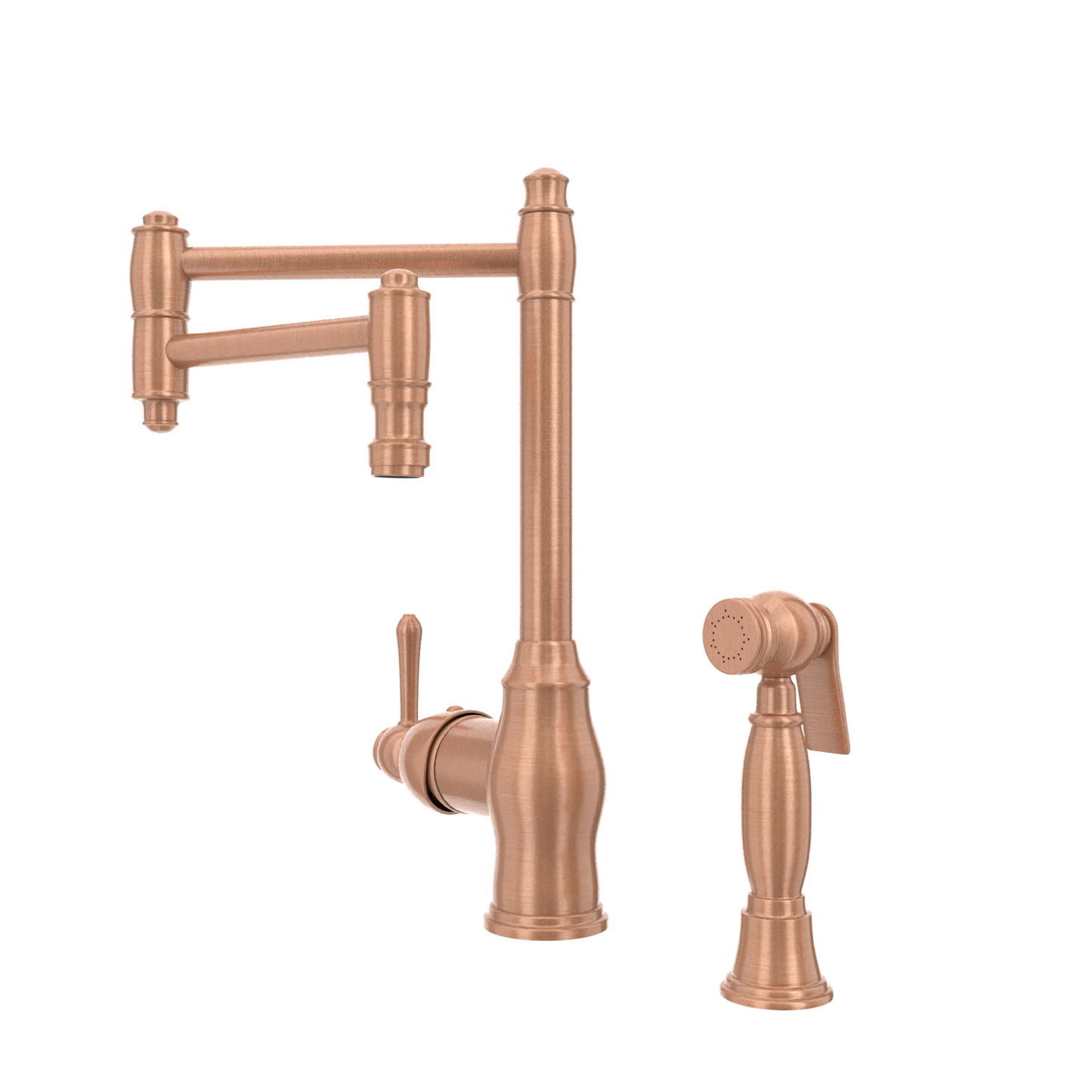 One-Handle Copper Pot Filler Kitchen Faucet with Side Sprayer