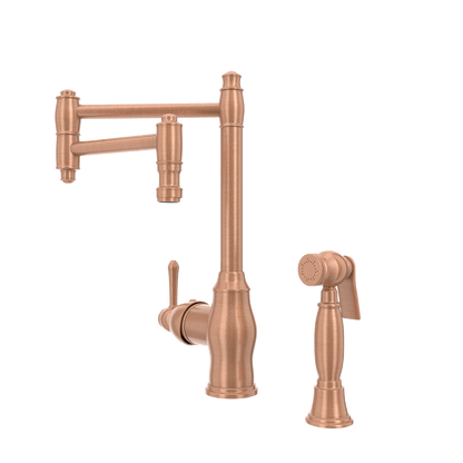 One-Handle Copper Pot Filler Kitchen Faucet with Side Sprayer