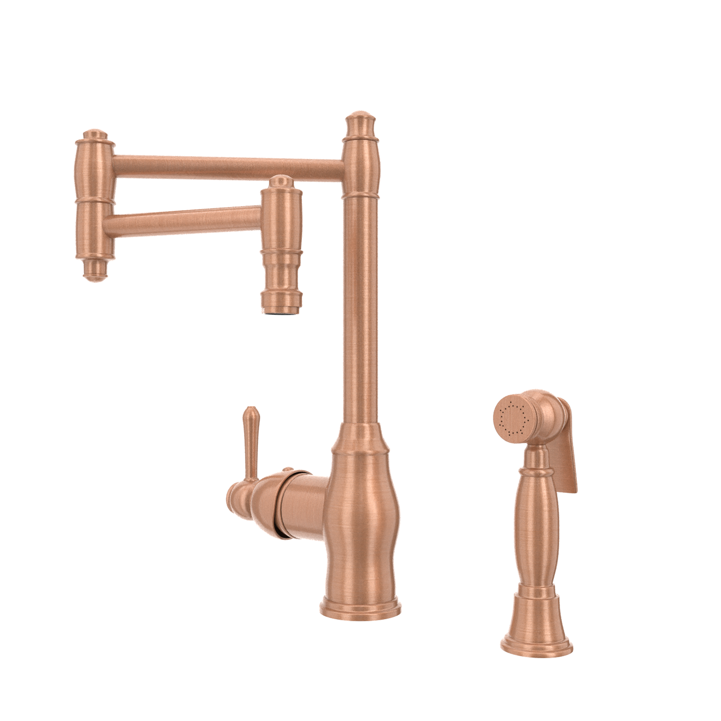 One-Handle Copper Pot Filler Kitchen Faucet with Side Sprayer