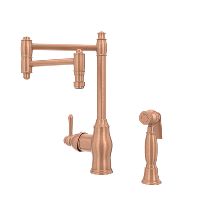 One-Handle Copper Pot Filler Kitchen Faucet with Side Sprayer