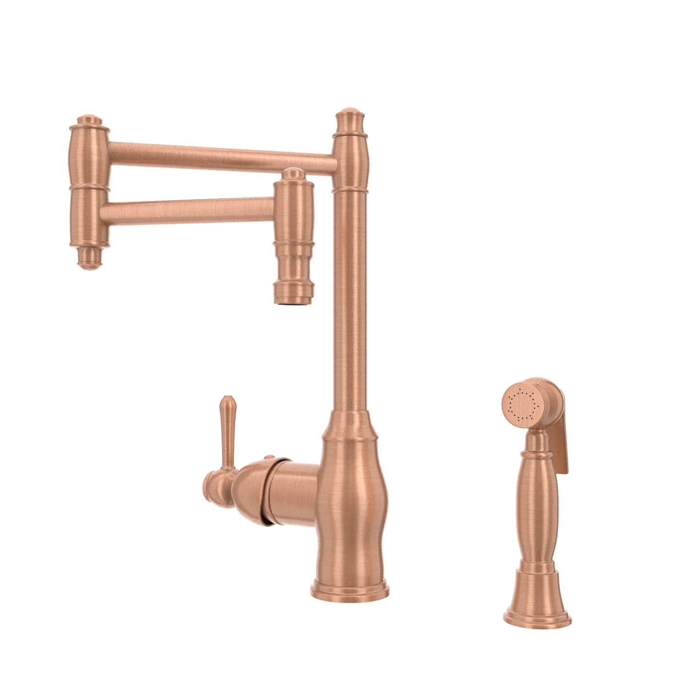 One-Handle Copper Pot Filler Kitchen Faucet with Side Sprayer