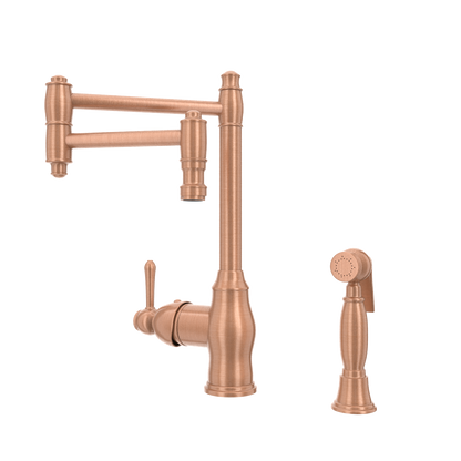 One-Handle Copper Pot Filler Kitchen Faucet with Side Sprayer