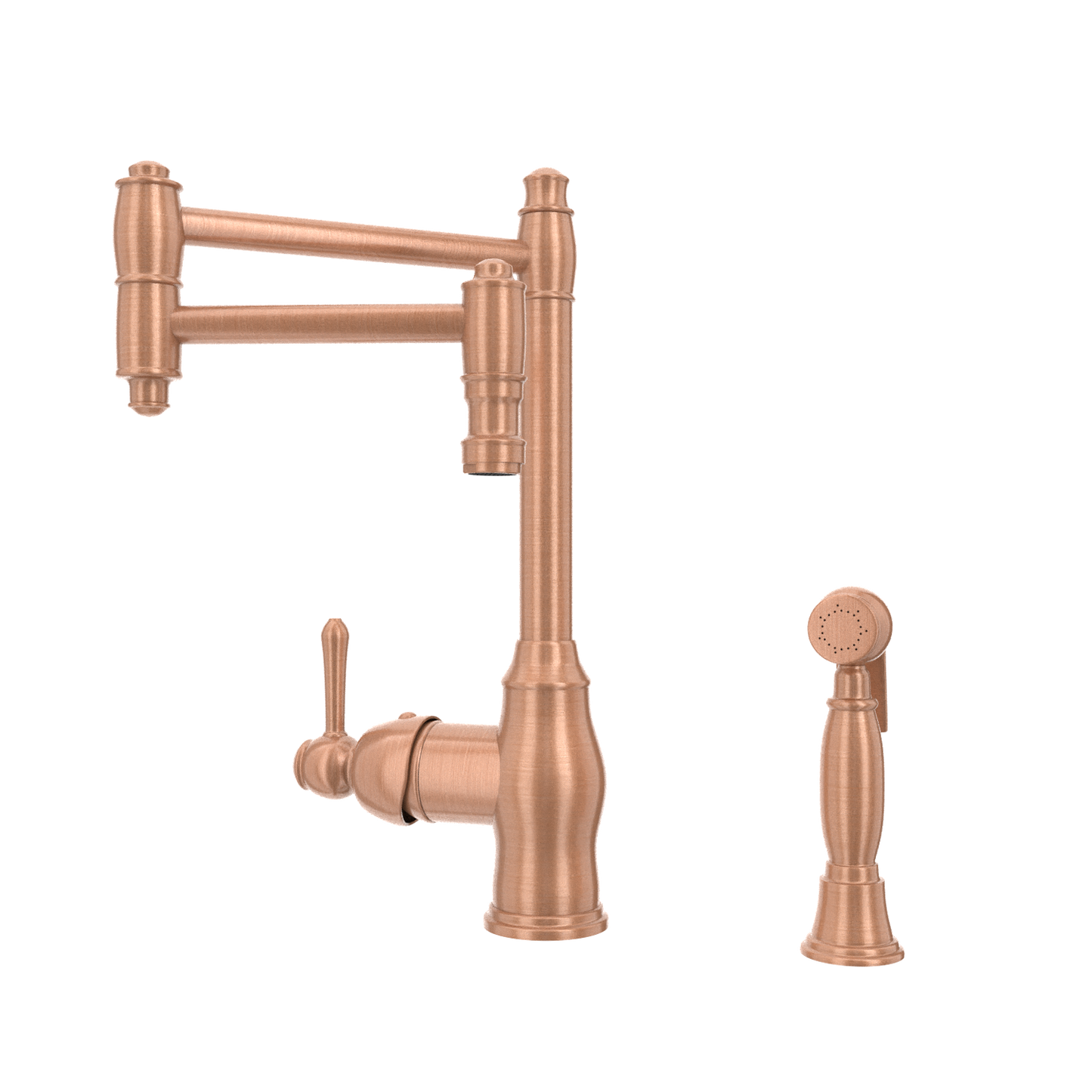 One-Handle Copper Pot Filler Kitchen Faucet with Side Sprayer