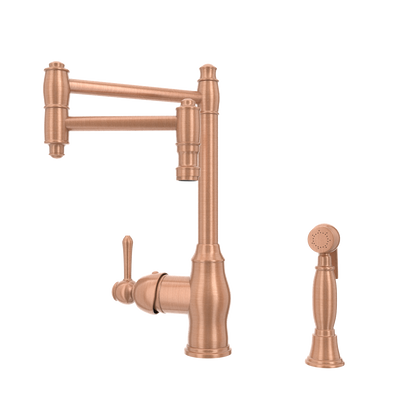 One-Handle Copper Pot Filler Kitchen Faucet with Side Sprayer