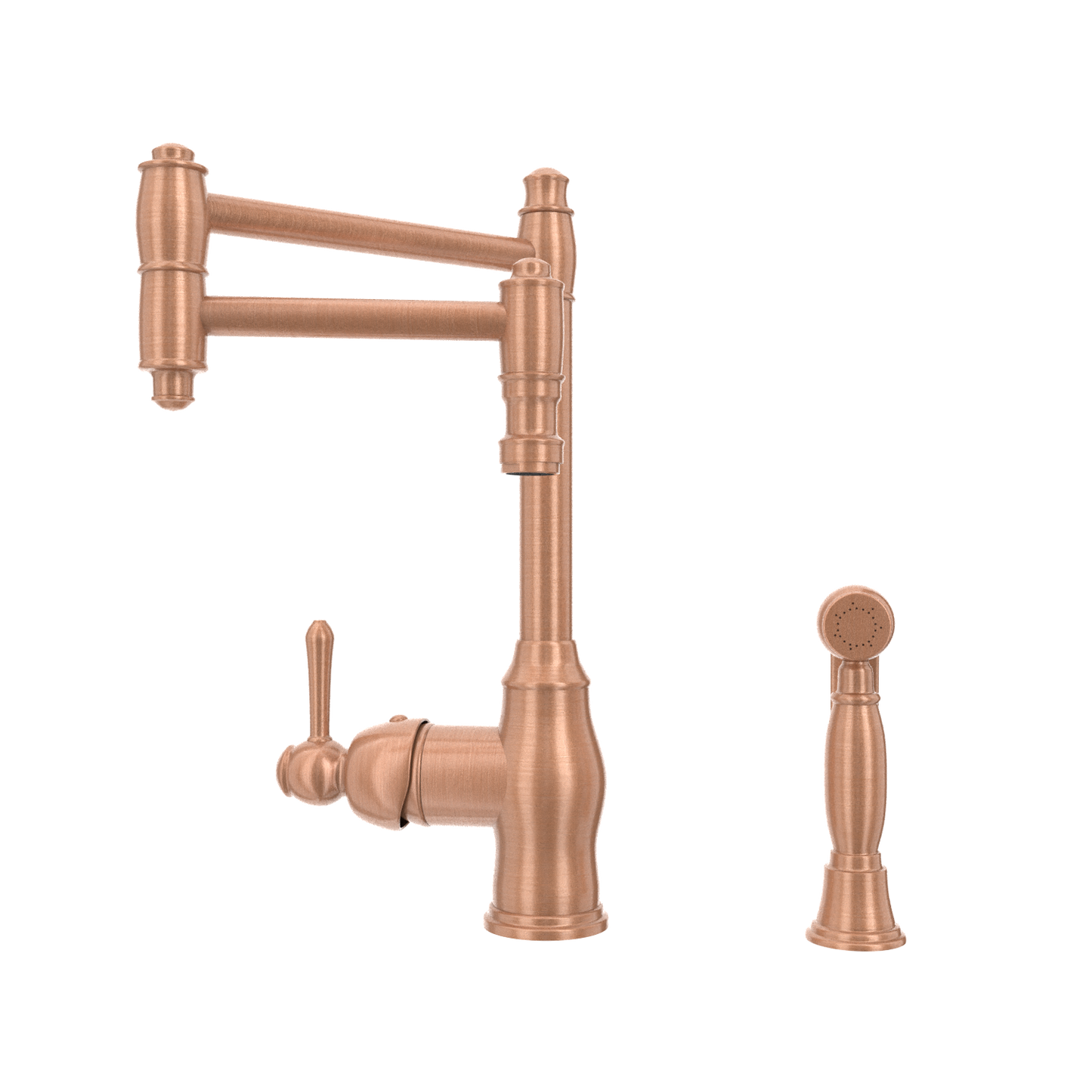 One-Handle Copper Pot Filler Kitchen Faucet with Side Sprayer