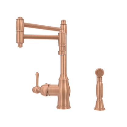One-Handle Copper Pot Filler Kitchen Faucet with Side Sprayer