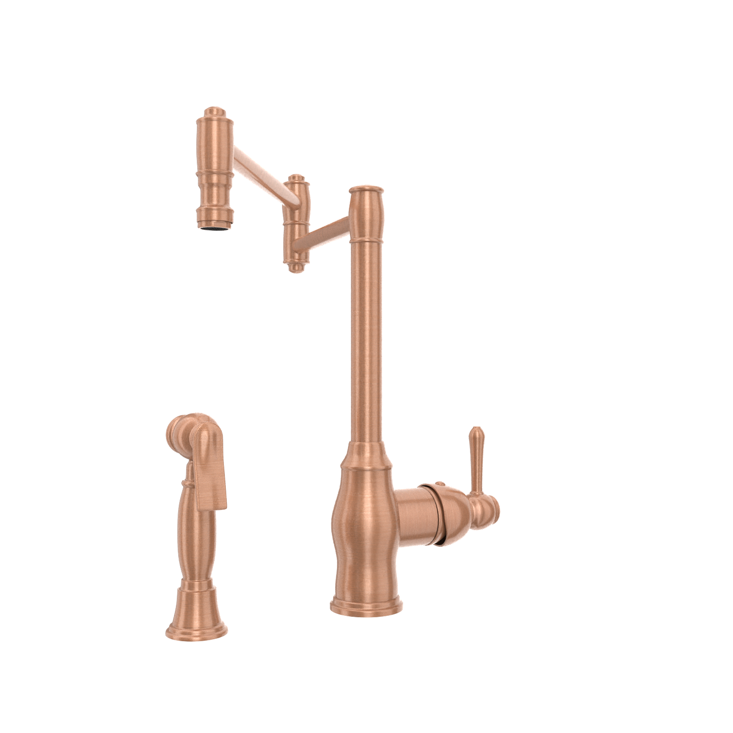 One-Handle Copper Pot Filler Kitchen Faucet with Side Sprayer - AK96918P1