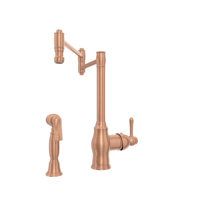One-Handle Copper Pot Filler Kitchen Faucet with Side Sprayer - AK96918P1