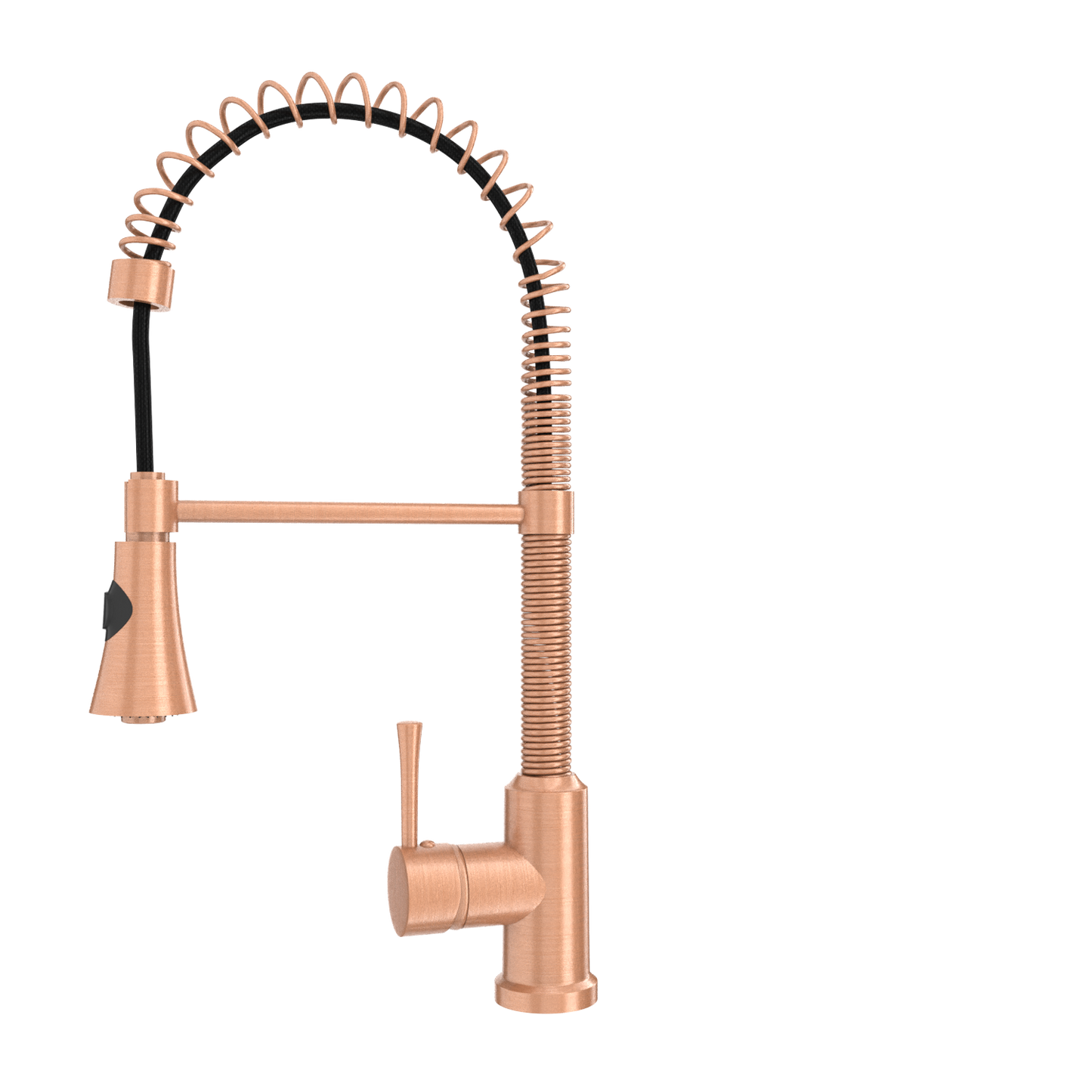 Copper Kitchen Faucet with Soap Dispenser, Single Handle Solid Brass High Arc Pull Down Sprayer Head Kitchen Sink Faucets with Deck Plate