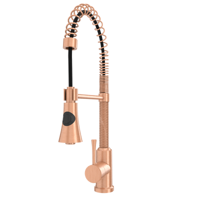 Copper Pre-Rinse Spring Kitchen Faucet, Single Level Solid Brass Kitchen Sink Faucets with Pull Down Sprayer - AK96565C
