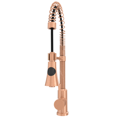 Copper Kitchen Faucet with Soap Dispenser, Single Handle Solid Brass High Arc Pull Down Sprayer Head Kitchen Sink Faucets with Deck Plate