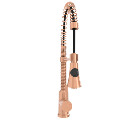 Copper Pre-Rinse Spring Kitchen Faucet, Single Level Solid Brass Kitchen Sink Faucets with Pull Down Sprayer - AK96565C