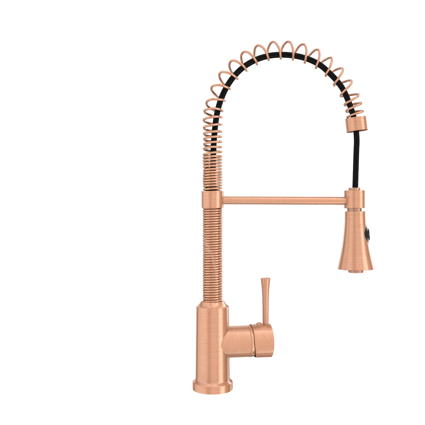 Copper Kitchen Faucet with Soap Dispenser, Single Handle Solid Brass High Arc Pull Down Sprayer Head Kitchen Sink Faucets with Deck Plate