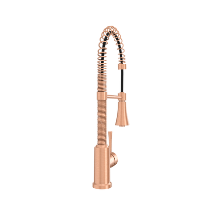 Copper Pre-Rinse Spring Kitchen Faucet, Single Level Solid Brass Kitchen Sink Faucets with Pull Down Sprayer - AK96565C