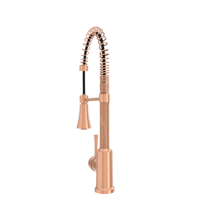 Copper Pre-Rinse Spring Kitchen Faucet, Single Level Solid Brass Kitchen Sink Faucets with Pull Down Sprayer - AK96565C