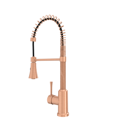 Copper Pre-Rinse Spring Kitchen Faucet, Single Level Solid Brass Kitchen Sink Faucets with Pull Down Sprayer - AK96565C