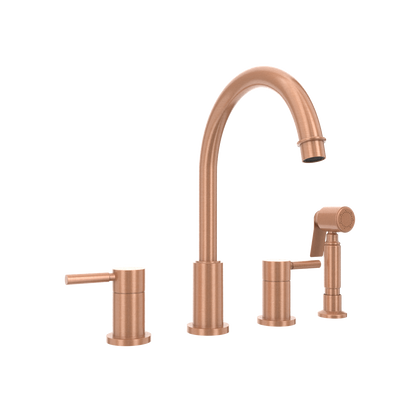 Two-Handles Copper Widespread Kitchen Faucet with Side Sprayer - AK96866