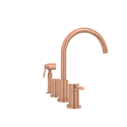 Two-Handles Copper Widespread Kitchen Faucet with Side Sprayer - AK96866