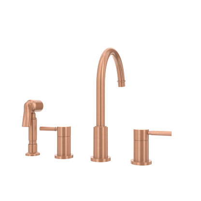 Two-Handles Copper Widespread Kitchen Faucet with Side Sprayer - AK96866
