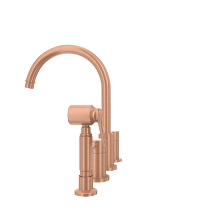 Two-Handles Copper Widespread Kitchen Faucet with Side Sprayer - AK96866
