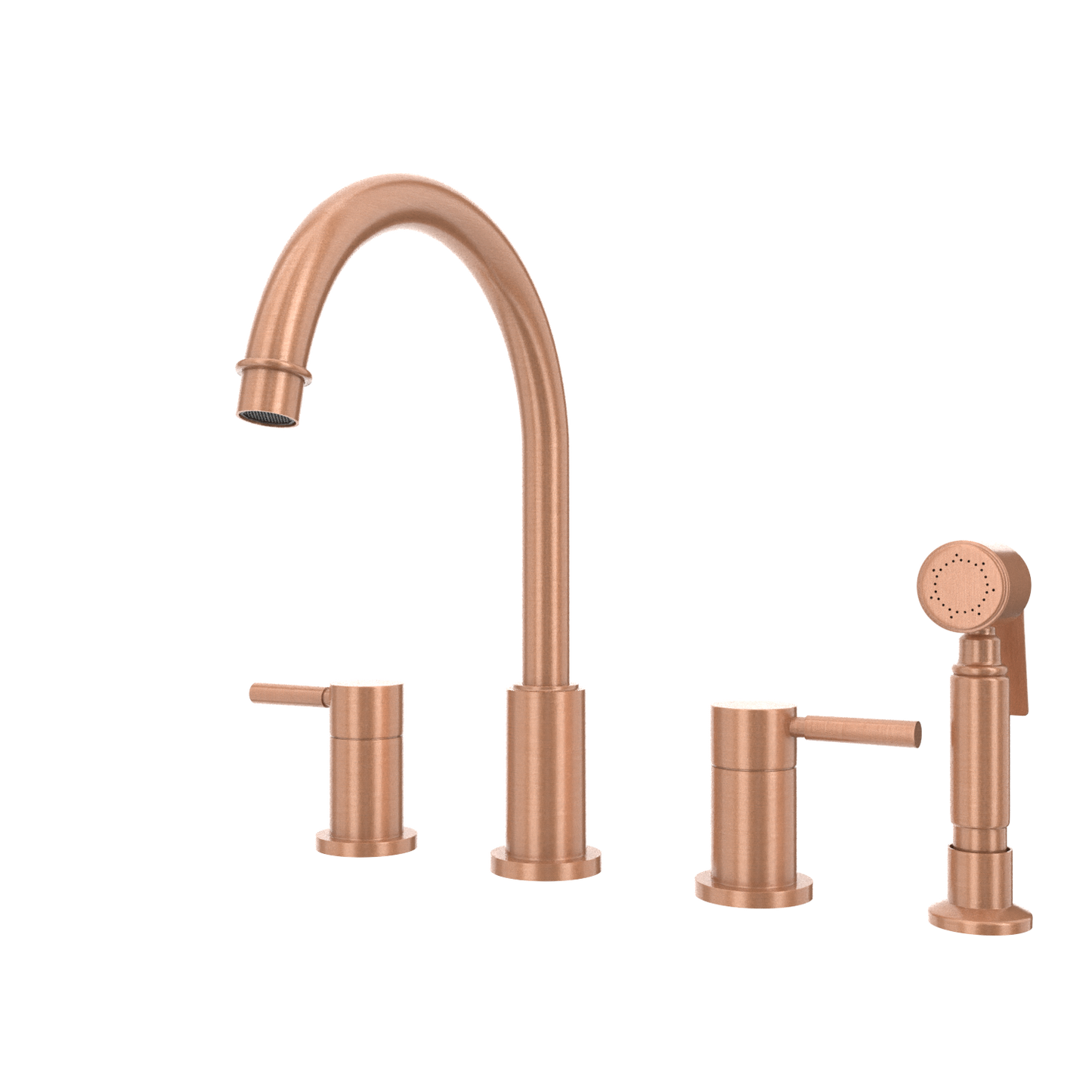Two-Handles Copper Widespread Kitchen Faucet with Side Sprayer - AK96866