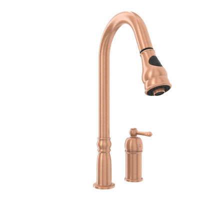 Copper Pull Out Kitchen Faucet with in-Deck Handle, Single Level Solid Brass Kitchen Sink Faucets with Pull Down Sprayer-AK97918