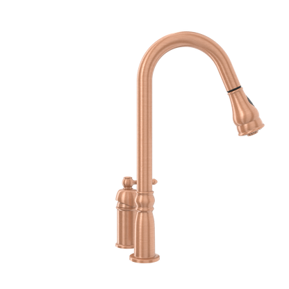 Copper Pull Out Kitchen Faucet with in-Deck Handle, Single Level Solid Brass Kitchen Sink Faucets with Pull Down Sprayer-AK97918