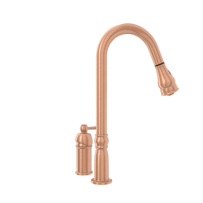 Copper Pull Out Kitchen Faucet with in-Deck Handle, Single Level Solid Brass Kitchen Sink Faucets with Pull Down Sprayer-AK97918