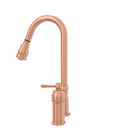Copper Pull Out Kitchen Faucet with in-Deck Handle, Single Level Solid Brass Kitchen Sink Faucets with Pull Down Sprayer-AK97918