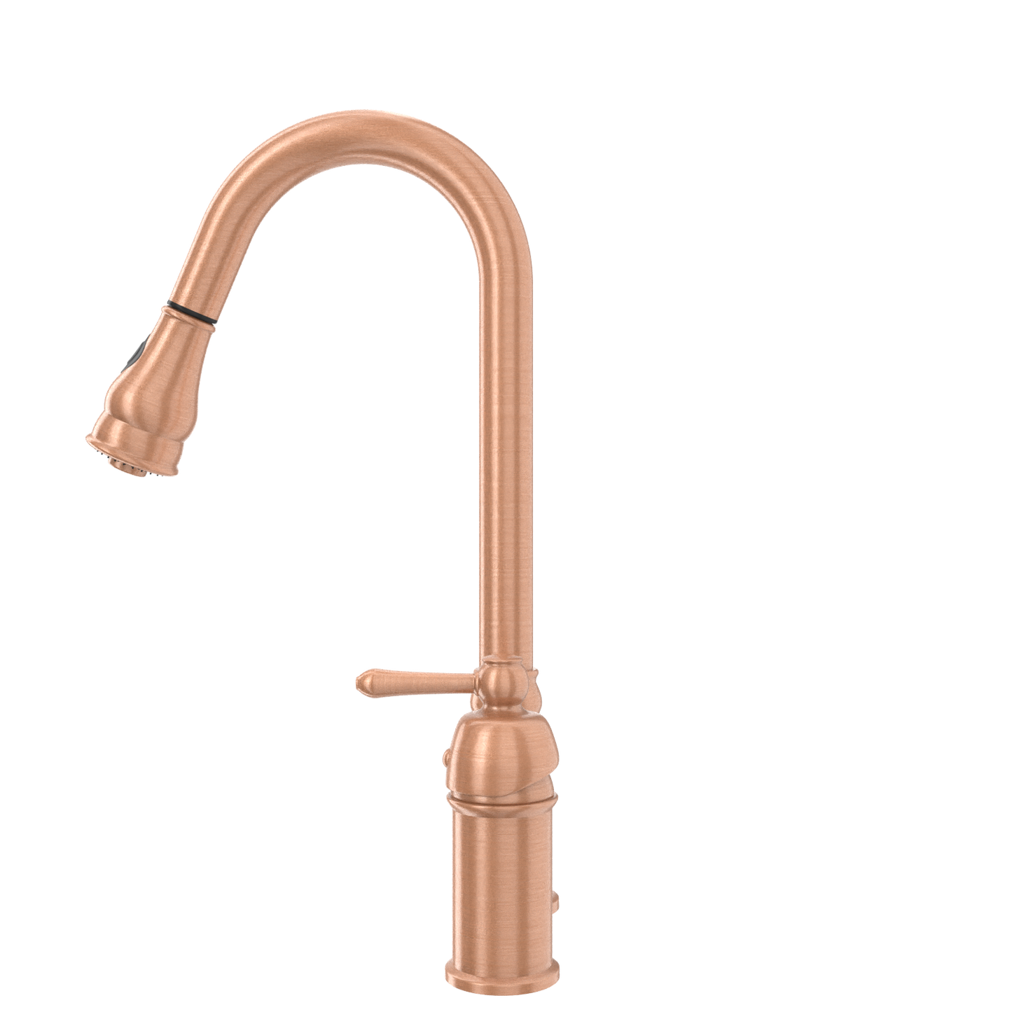 Copper Kitchen Faucet with in-Deck Handle and Soap Dispenser, Single Handle Solid Brass High Arc Pull Down Sprayer Head Kitchen Sink Faucet