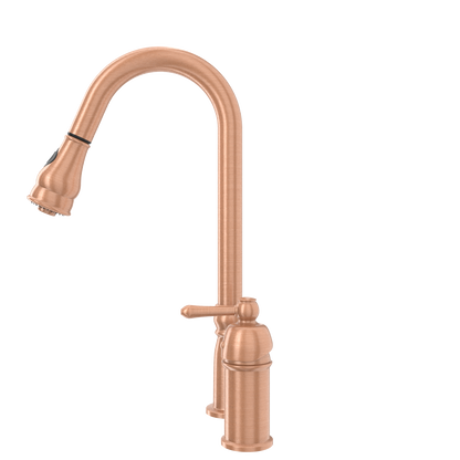 Copper Pull Out Kitchen Faucet with in-Deck Handle, Single Level Solid Brass Kitchen Sink Faucets with Pull Down Sprayer-AK97918