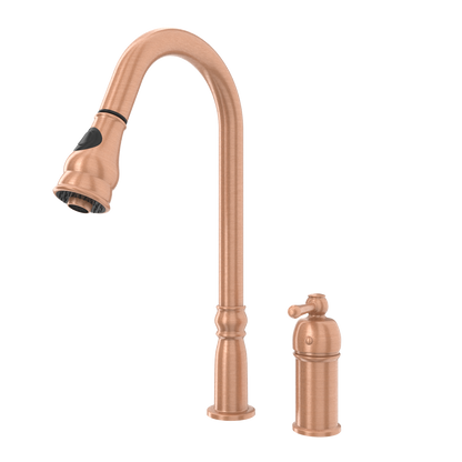 Copper Pull Out Kitchen Faucet with in-Deck Handle, Single Level Solid Brass Kitchen Sink Faucets with Pull Down Sprayer-AK97918