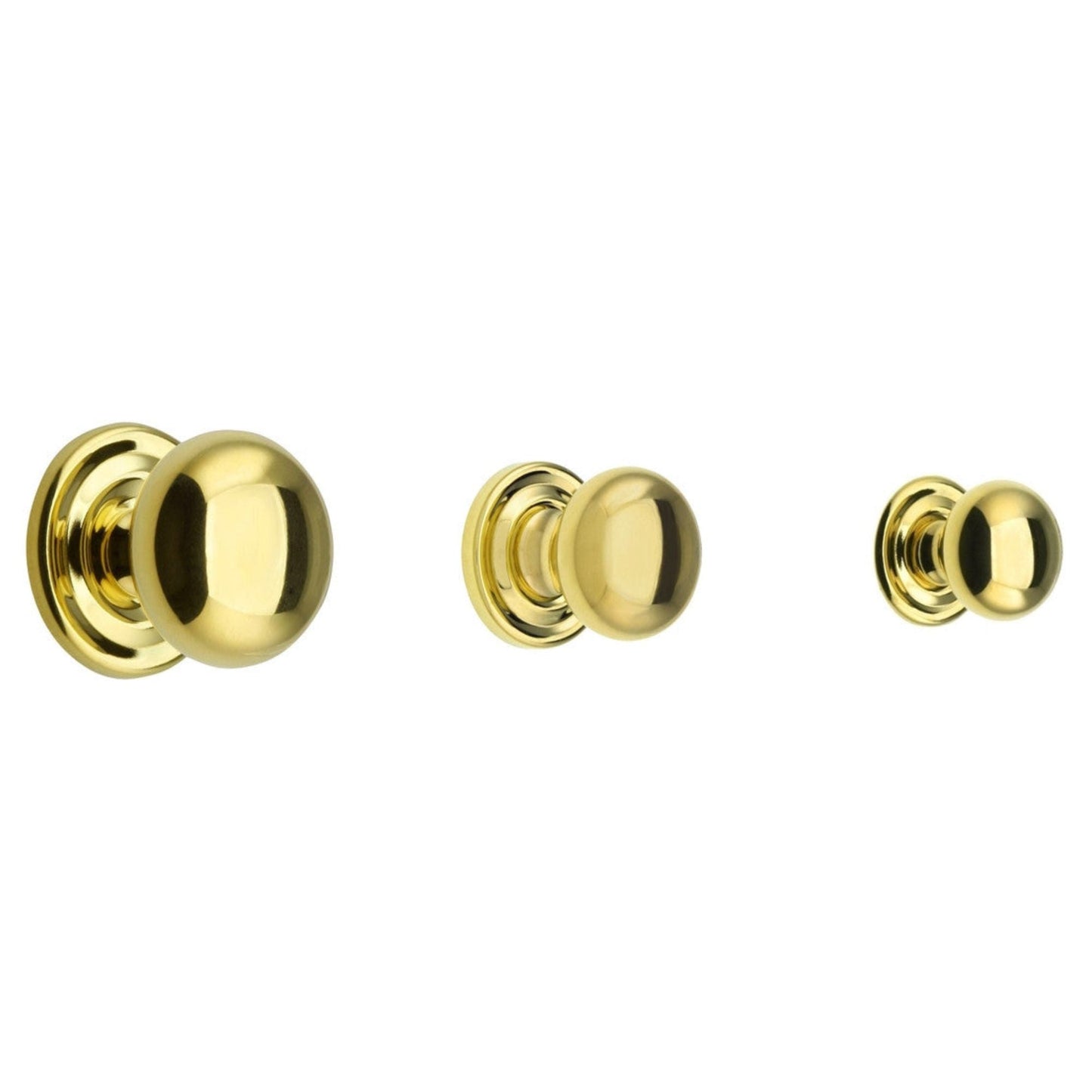 Elegant Round Brass Knob Solid Brass with Stamped Rosette 3 Sizes Available