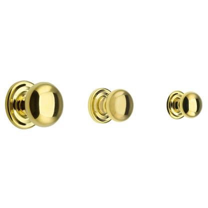 Elegant Round Brass Knob Solid Brass with Stamped Rosette 3 Sizes Available