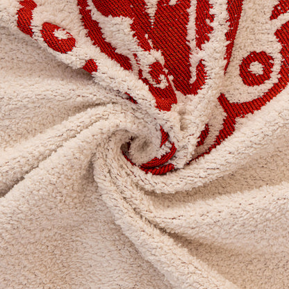 Chinese New Year Sofa Throw Cover Blanket, Decor Festive Red Fu Pattern Couch Cover